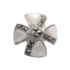 Image 2 of Silver ring with mother of pearl and marcasite