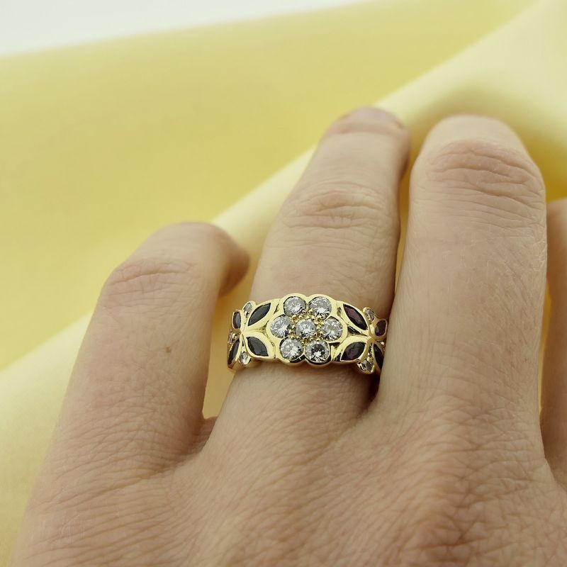 Image 10 of 18K Gold Ring with Diamond, Sapphire, and Ruby | 0.46 ct.