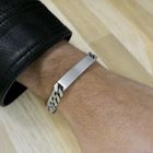 Image 10 of Silver robust gourmet link bracelet with engraving plate