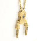 Image 3 of Antique gold sliding chain with tassels and diamond; approx. 0.05 ct.