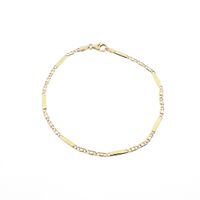 Gold closed Figaro link bracelet | 18.5 cm