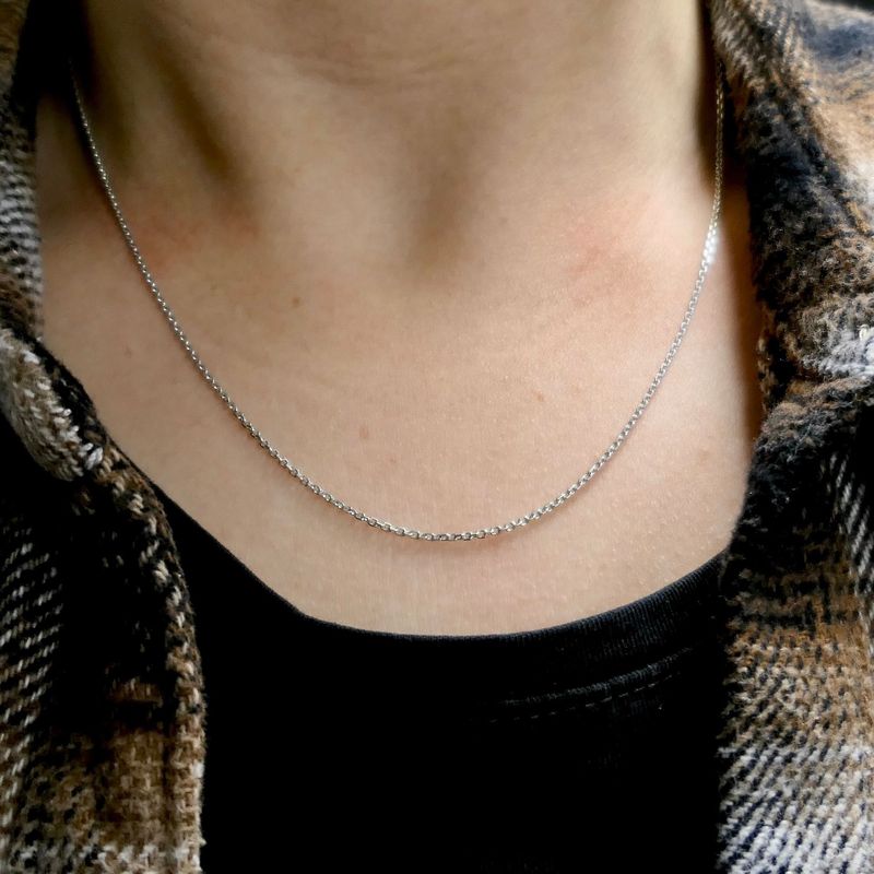 Image 7 of White gold anchor link necklace