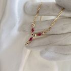 Image 5 of Two-tone gold necklace with ruby ​​and diamond 0.045 ct. | 43.5 cm