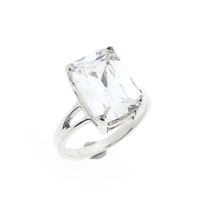 Silver solitaire ring with clear zirconia
