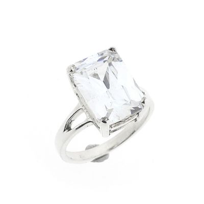 Image 1 of Silver solitaire ring with clear zirconia
