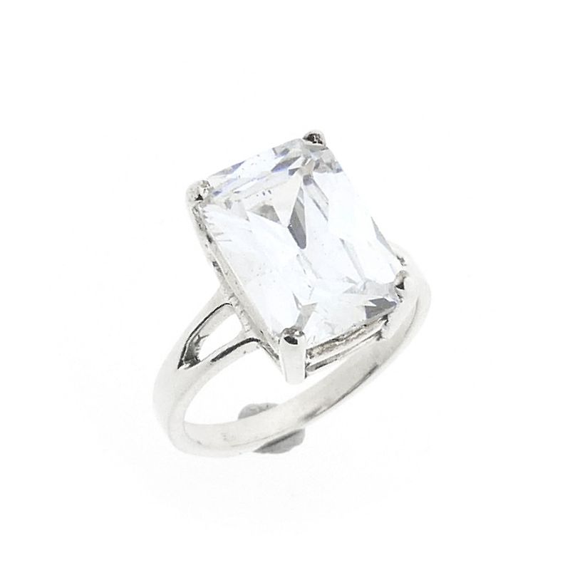 Image 1 of Silver solitaire ring with clear zirconia