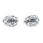 Image 10 of White gold domed stud earrings with aquamarine and amethyst
