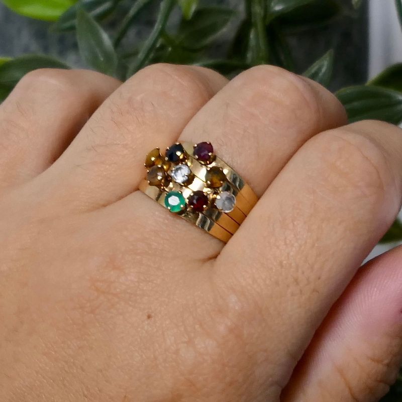 Image 12 of 18K Gold Harem Ring with Gemstones