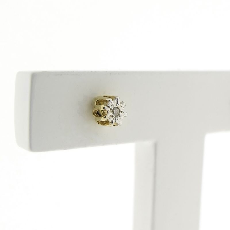 Image 3 of Two-tone gold stud earrings with diamonds