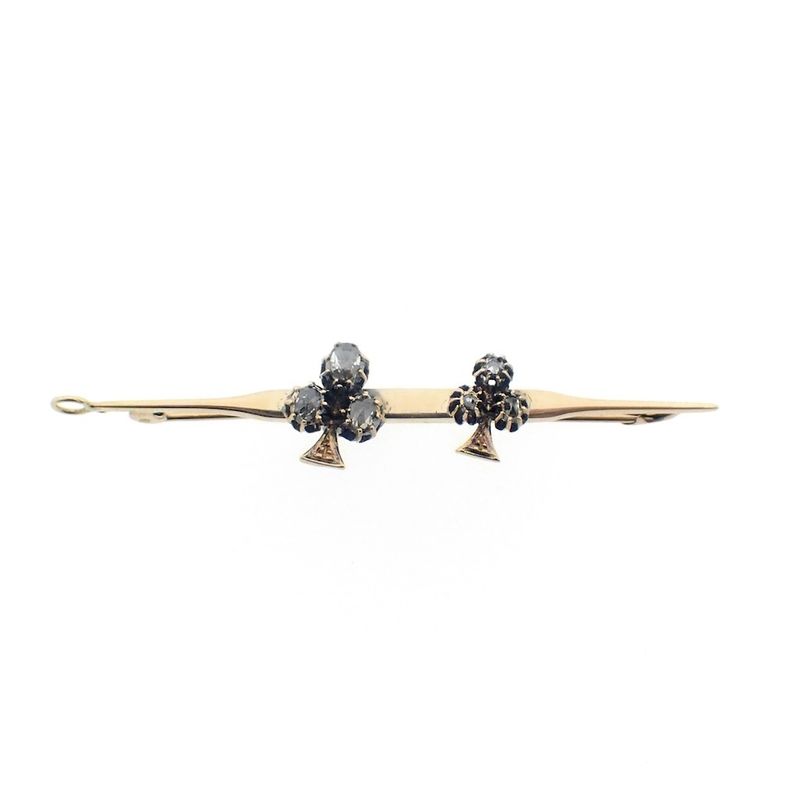 Image 1 of Antique gold brooch with diamonds; approx. 0.40 ct.