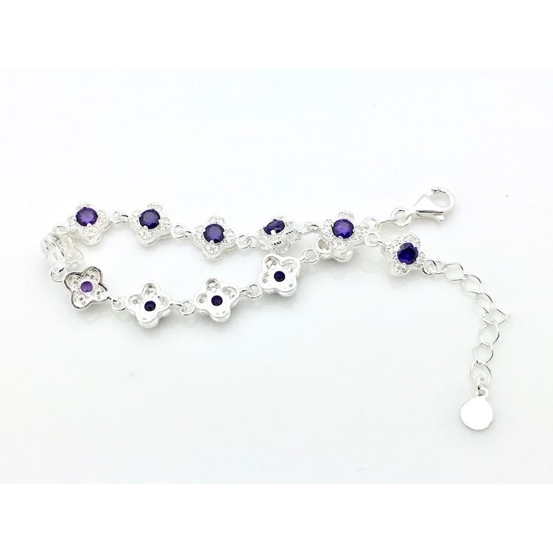 Image 3 of Silver bracelet set with white and purple zirconia