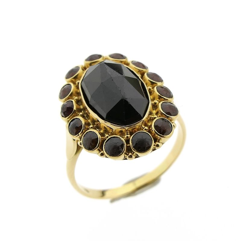 Image 1 of Gold entourage ring with garnet stones | Vintage