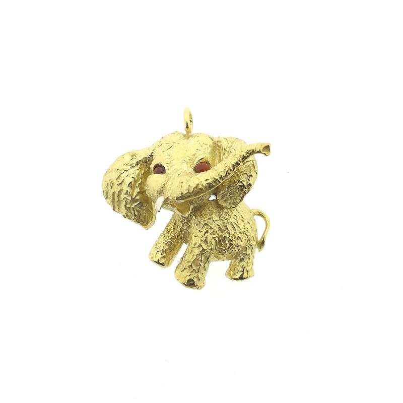 Image 1 of Gold pendant of an elephant with carnelian