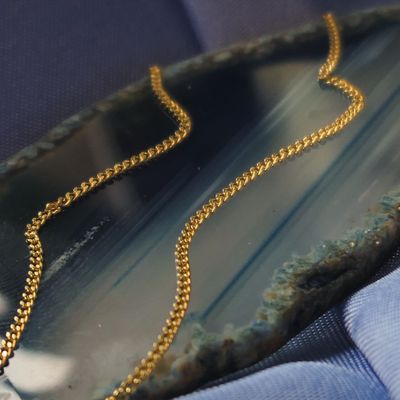 Image 2 of Gold flat gourmet link chain | 50 cm