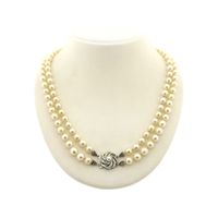 Vintage pearl necklace with white gold clasp | 51 cm