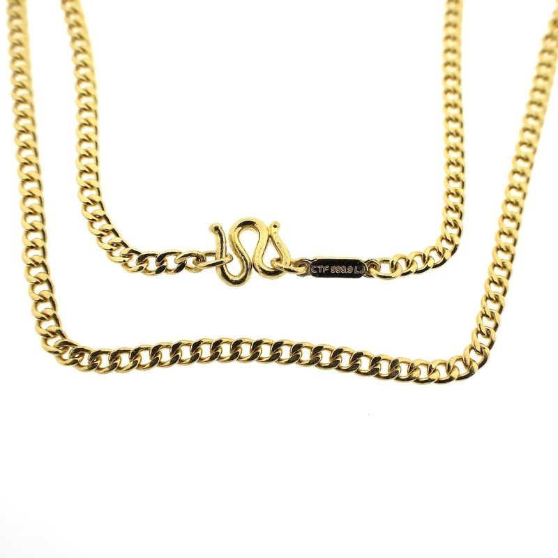Image 3 of 24K Exclusive gold gourmet link chain with a traditional S-shaped clasp | 50 cm