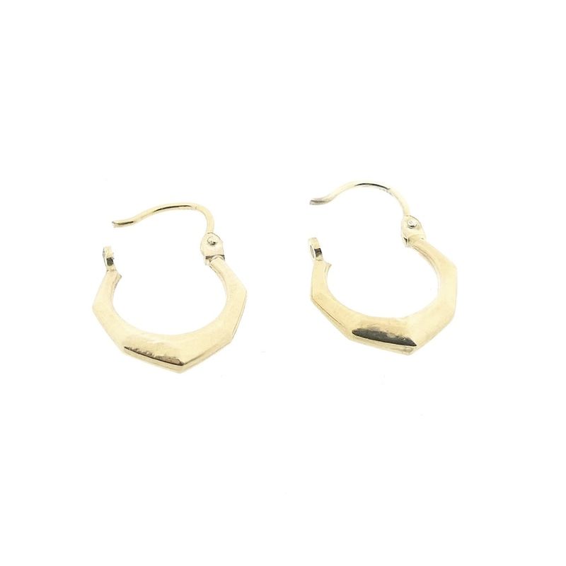 Image 7 of Gold faceted hoop earrings; Ø 12.3 mm