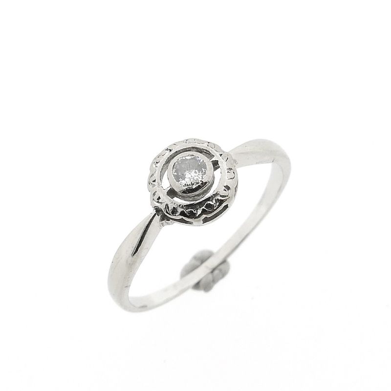 Image 1 of Vintage white gold solitaire ring with diamond | 0.07 ct.