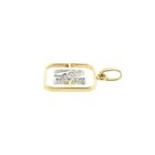 Image 7 of Two-tone gold pendant of the letter M with diamonds; 0.03 ct.