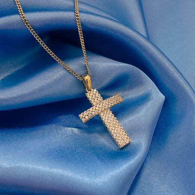 Image 2 of Gold pendant of a cross with zirconia