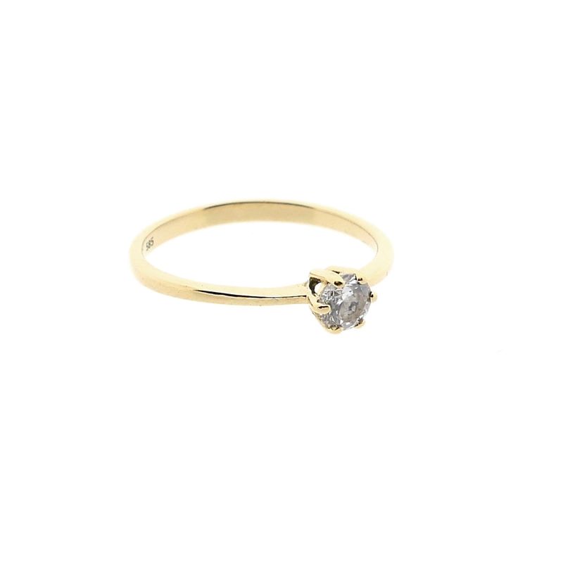 Image 4 of Golden solitaire ring with zirconia