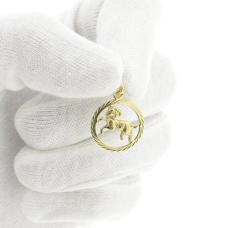 Image 9 of Gold zodiac sign pendant; Aries