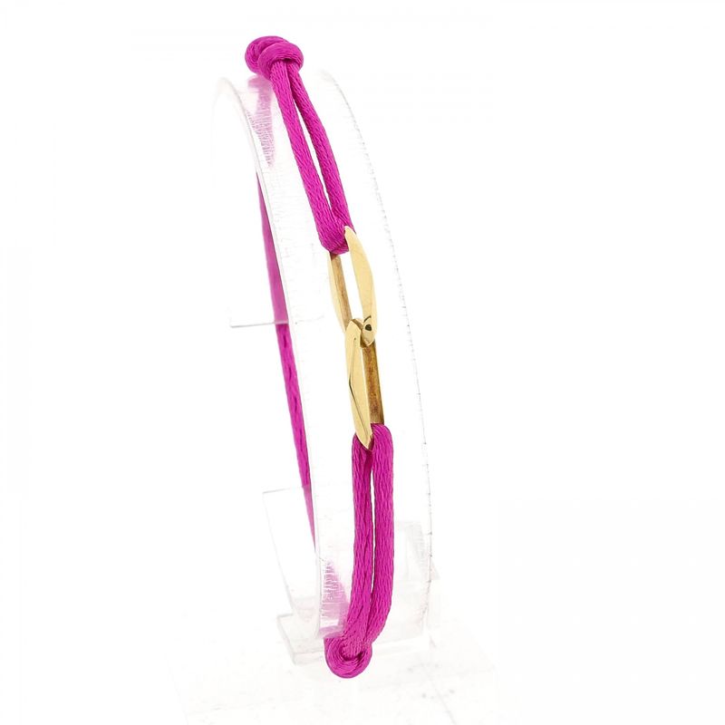 Image 3 of Forever Knots® Handmade Magenta Satin Bracelet with Gold Link