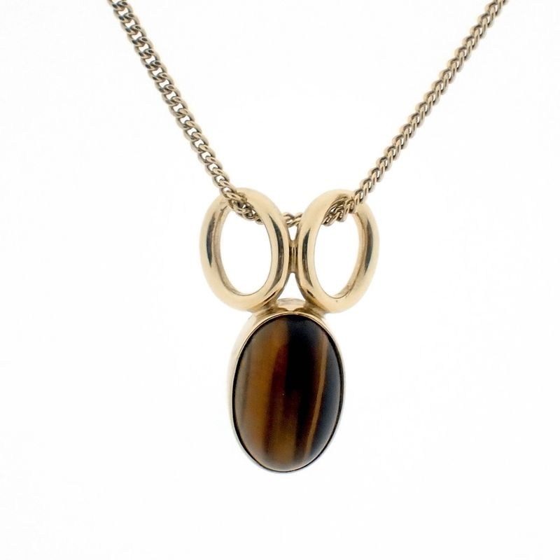 Image 3 of Gold pendant with tiger's eye