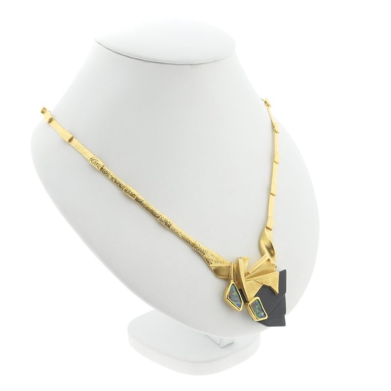 Image 8 of Gold Limited Edition Lapponia necklace with triplet opal and onyx