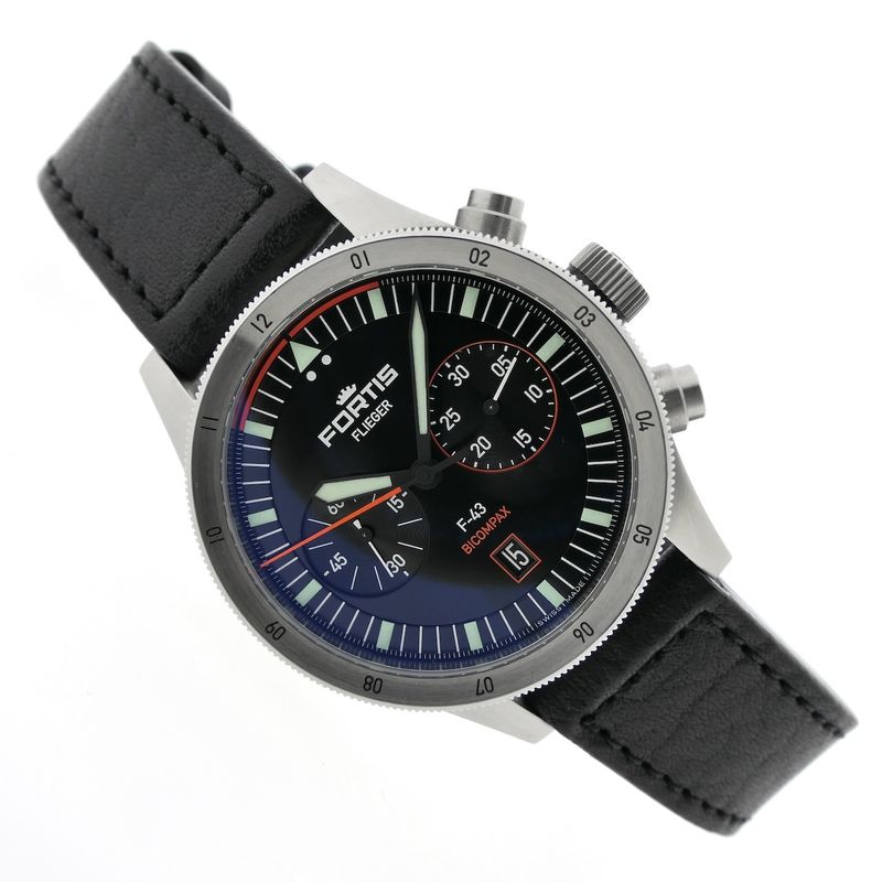 Image 7 of Fortis Flieger F-43 Bicompax F4240005; Automatic chronograph men's watch