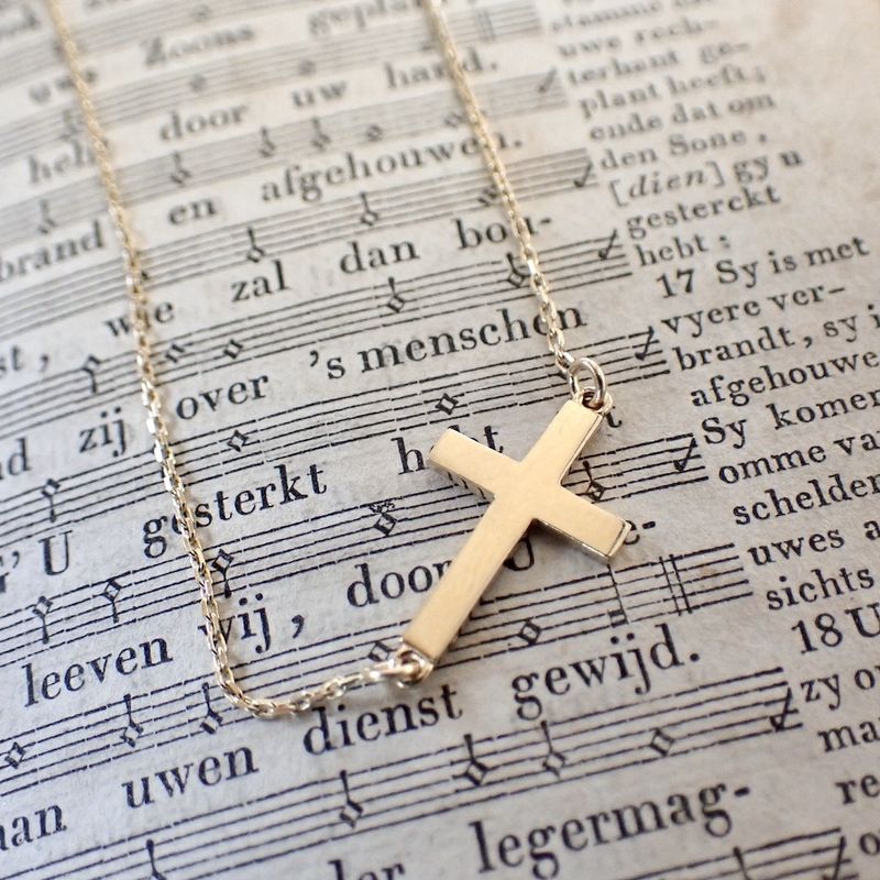 Image 4 of Gold anchor link chain with fixed pendant | 43 - 45 cm