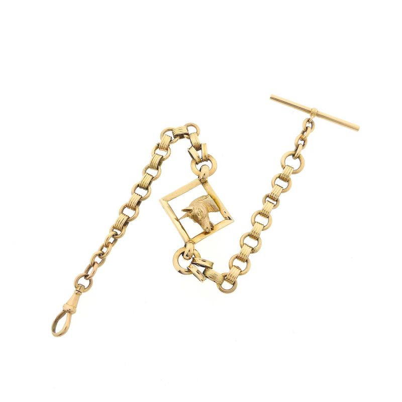 Image 1 of Golden (pocket watch) chain; Chatelaine (for a pocket watch)