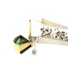 Image 6 of Bicolor Gold Brooch with Green Tourmaline and Diamond; 0.05 ct.; 14 Karat