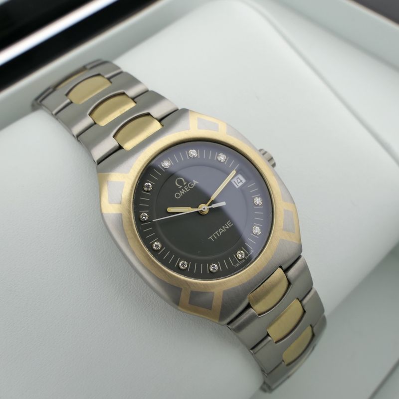Image 15 of Omega Seamaster Polaris 'Titane' 396.0981; Unisex 18k gold/titanium watch with diamonds