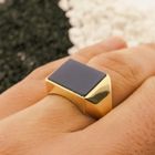 Image 4 of Gold signet ring with blue layered stone | Constant