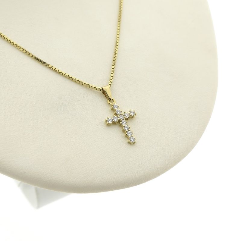 Image 9 of Gold cross pendant with zirconia