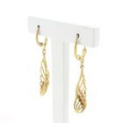 Image 3 of Bicolor gold long earrings with diamonds; 0.01 ct.