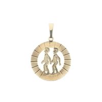 Gold zodiac sign pendant; Gemini