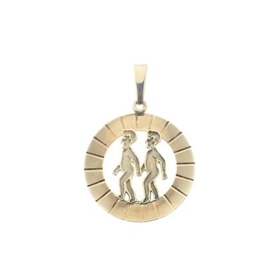 Image 1 of Gold zodiac sign pendant; Gemini