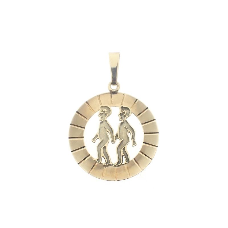 Image 1 of Gold zodiac sign pendant; Gemini