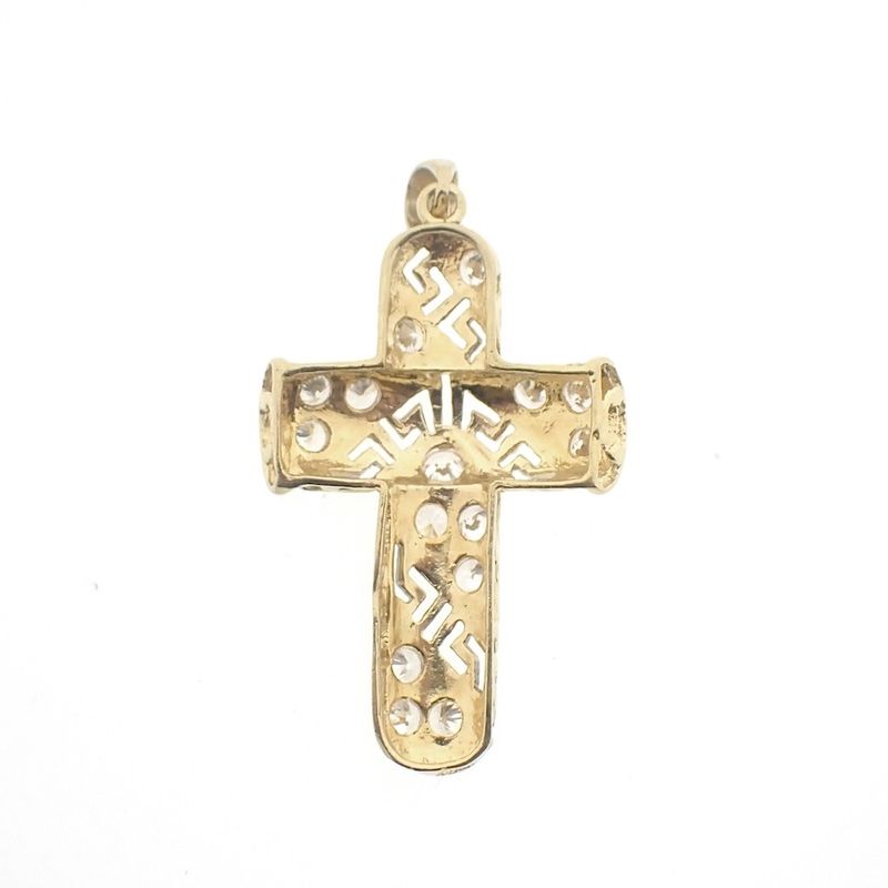 Image 7 of Two-tone gold cross with zirconia