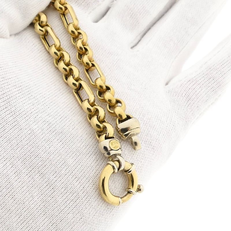 Image 10 of MGierre Bicolor Gold Figaro Chain Bracelet; 18 Karat; 21 cm