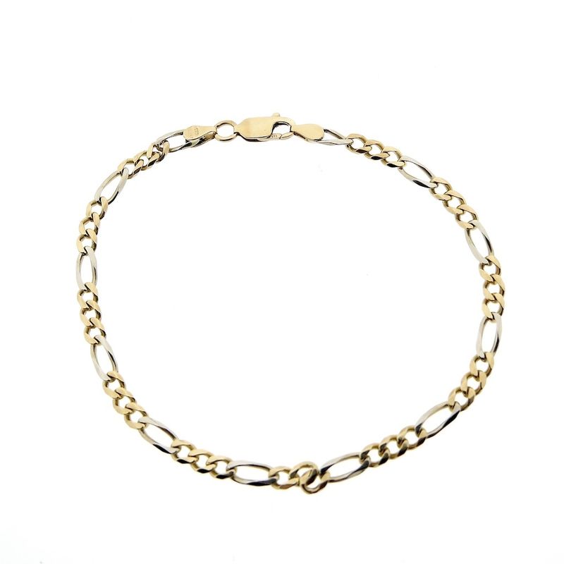 Image 3 of Two-tone gold Figaro link bracelet
