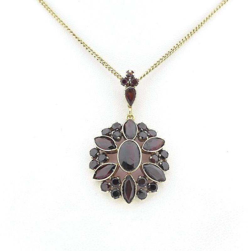Image 13 of Vintage gold entourage pendant with garnet