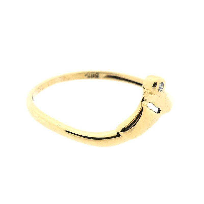 Image 4 of Golden solitaire ring with diamond; 0.005 ct.