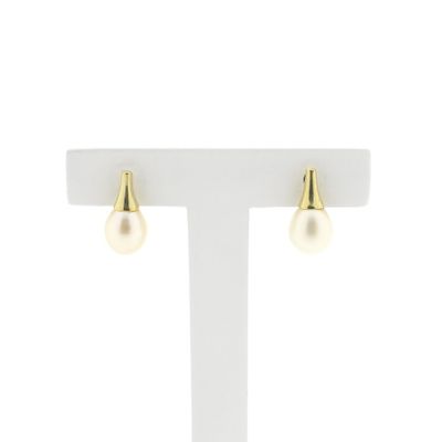 Image 1 of Gold stud earrings with pearl