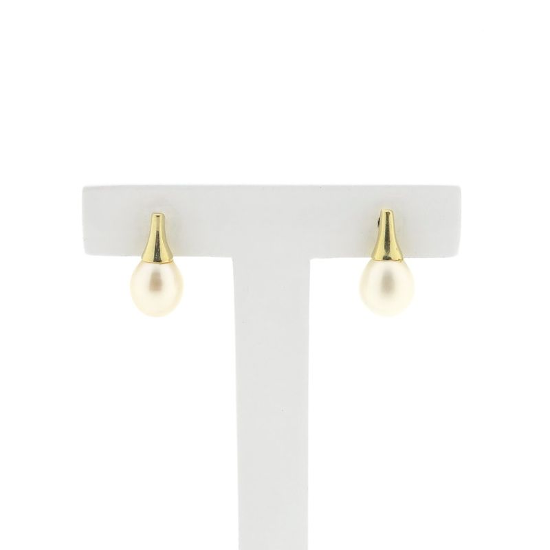 Image 1 of Gold stud earrings with pearl