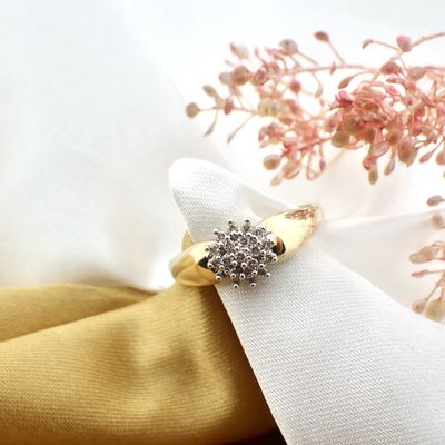 Image 2 of Gold entourage ring with diamonds | 0.19 ct.