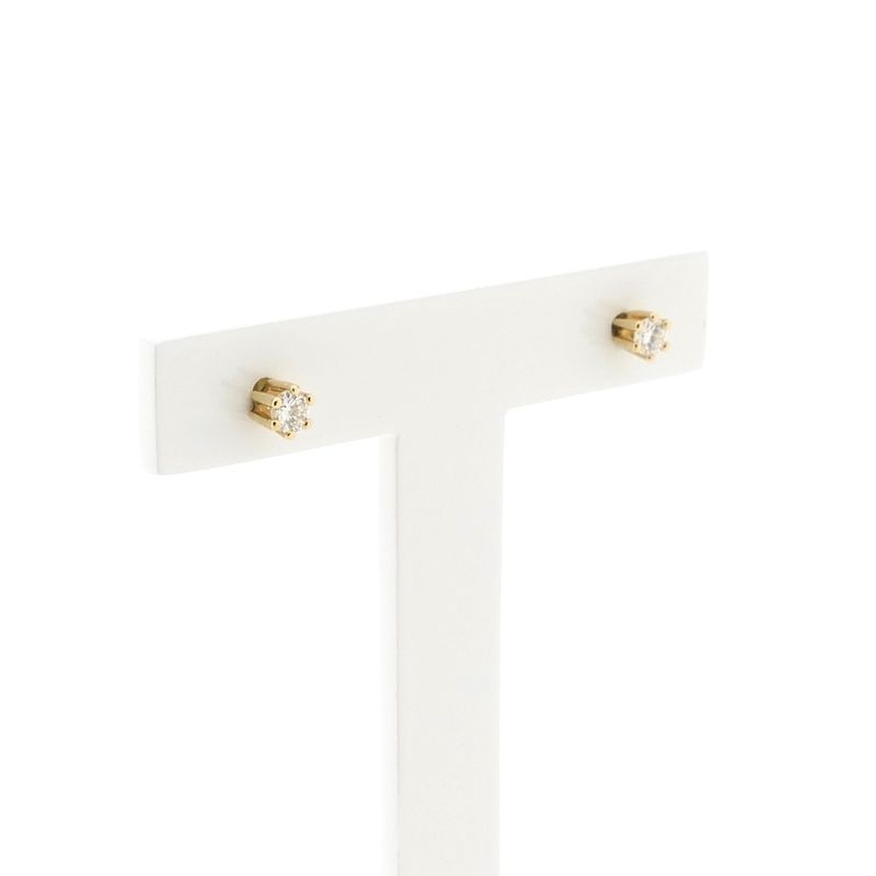 Image 3 of Golden Solitaire Stud Earrings with Diamond; 0.22 ct.