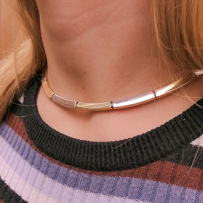 Image 4 of Two-tone gold fantasy link necklace